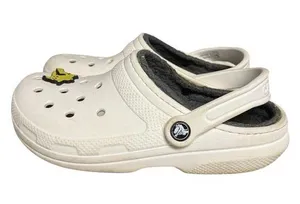 CROCS Unisex Classic Faux Fur Fuzz Lined White Clogs Size W7 M5 thumbnail 1