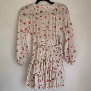 Maia Bergman Floral Ines Pink Floral Mini Wrap Dress‎ in White thumbnail 4