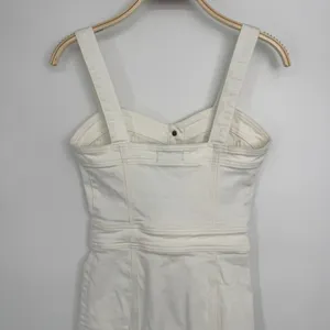 Ramy Brook Denim‎ Midi Dress 25/0 Ivory Button Front Sleeveless Utility Bodycon thumbnail 9