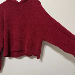 Aerie Marshmallow Fuzzy Hoodie Size Large Red cozy fall winter sweater thumbnail 5