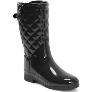 Hunter refined high gloss quilted mid calf rain‎ boots black women's size 11 thumbnail 2