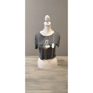H&M Divided Women's Gray Crop Top Size L Short Sleeve Raw‎ Hem thumbnail 2