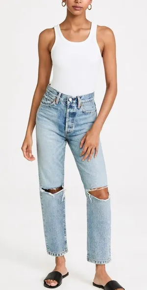 MOUSSY Vintage Light Wash Distressed Straight Jeans Size 24 Made in Japan thumbnail 1