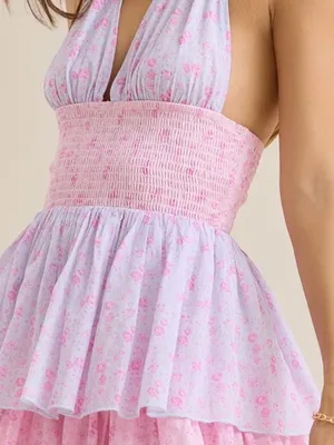 NEW NEW Altar’d State Purple and Pink Floral Fiora Halter Maxi Dress Size XS NWT thumbnail 3