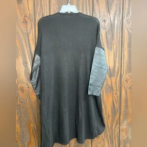 Zara black faux leather elbow open cardigan size medium thumbnail 10