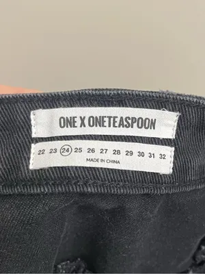 One x One Teaspoon Black Anchor Bandits Denim Shorts Size 24 thumbnail 7