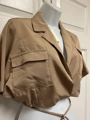 Khaki Utility Crop Shirt thumbnail 6