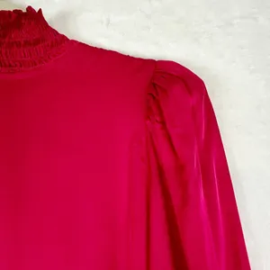 Karlie Solid Smock Neck Midi Dress Size Medium Pink Magenta NEW Satin Thigh Slit thumbnail 6