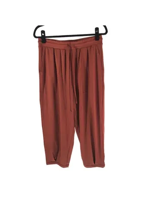 Halara Mid Rise Drawstring Casual Tapered Pants with Pockets Rust Red M thumbnail 3
