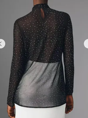 Eva Franco Starlight Long-Sleeve Sheer Tunic Sz L‎ thumbnail 4