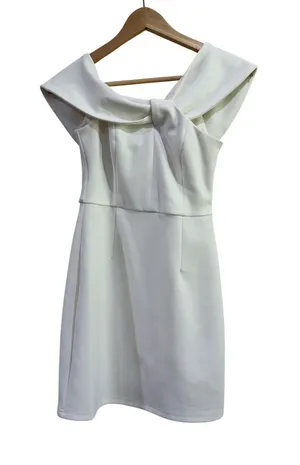 Elliatt Ivory Off Shoulder Bow Cocktail Mini Dress E7042406 XS thumbnail 1