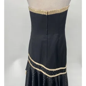 Vintage Y2k Camille La Vie Gown Beaded Strapless Satin Sweetheart Black Beige 10 thumbnail 7