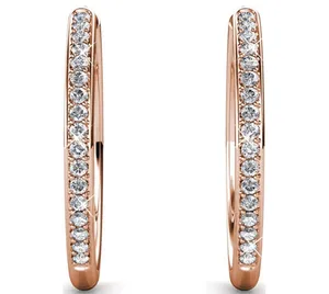 Cate & Chloe Bianca 18k Rose Gold Plated Crystal Silver Hoop Earrings thumbnail 7