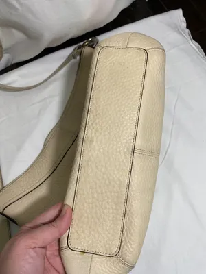 Coach Pebbled Leather Shoulder Bag Cream Ivory Pink Lined Hobo Purse F15064 thumbnail 5