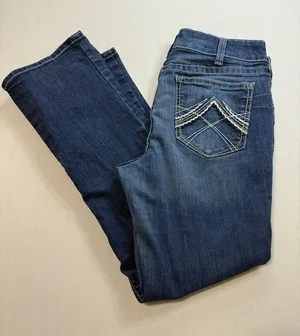 Ariat Indigo Boot-Cut Jeans with Embroidered Back Pockets thumbnail 1