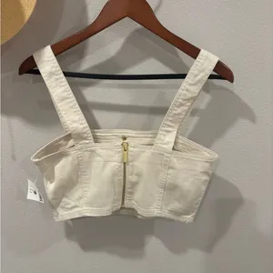 Michael Kors Women's Cream Cropped Button-Front Tank Top size‎ Small thumbnail 9