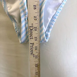 Shade & Shore Blue Striped‎ Tie Front Ruffle Cottagecore Swimsuit Medium NEW thumbnail 6