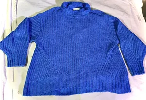 Maeve Anthropologie Chunky knit Blue Sweater Oversized Size M thumbnail 1