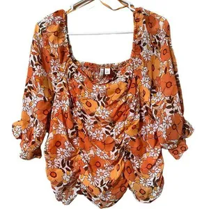 CATO womens size large pullover summer boho top spring bloom tangerine hippie thumbnail 1