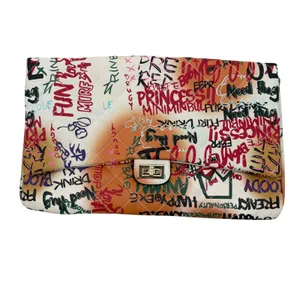 Graffiti Print‎ Quilted Shoulder Bag Women Large Multicolor Excellent Streetwear thumbnail 2