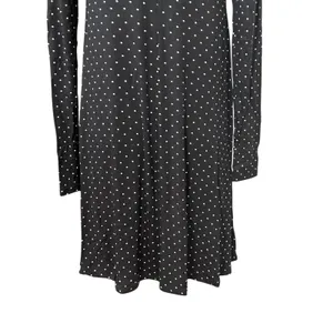 Old Navy A-Line Dress Polka Dot Print Long Sleeves Knee Length Black Women's S thumbnail 6