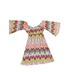 Judith March multicolor textured bell sleeve‎ dress hippie boho sz S thumbnail 10