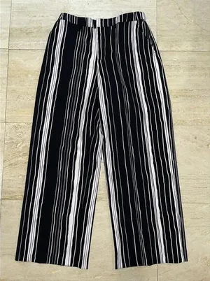 Mario‎ Serrani Black White Striped Wide Leg Pant Size 4 thumbnail 1