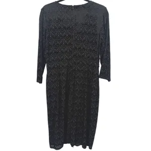 NWT Talbots Womens Velvet Jacquard Damask V-Neck Sheath Dress Black Size Large thumbnail 6