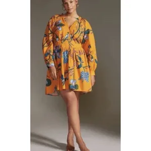 NWT Anthropologie Let Me Be Printed Tunic Dress Mini Floral Size XLP‎ thumbnail 2