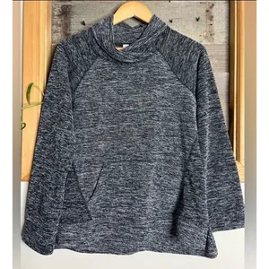 L L Bean Shawl Collar Sweater Womens Large P Gray Marled Pullover Pockets Soft thumbnail 2