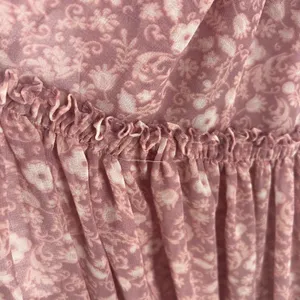 Misa Los Angeles Tiered A Line Mini Dress Womens Small Dusty Rose Floral Smocked thumbnail 5