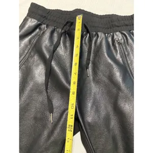 Fate Faux Leather Front Jogger Pants Black Mixed Media Drawstring Size L‎ thumbnail 4