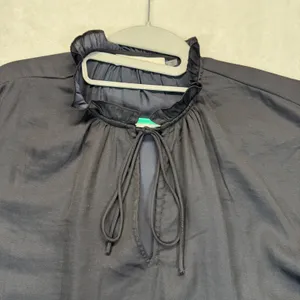 Mustard Seed Ruffle Sleeve Blouse Tie Neck‎ Top Flowy Black Small thumbnail 4