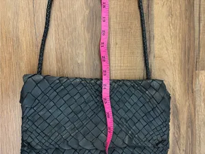House 2401 Woven Leather Crossbody Purse Bag Dark Green Made in Italy thumbnail 12