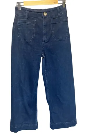 Anthropologie Maeve the Colette Dark Wash Wide Leg Cropped Jeans - size 28 thumbnail 1