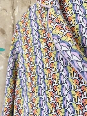Roller Rabbit Disco Rainbow Elephant Long Sleeve Pajama Top thumbnail 3