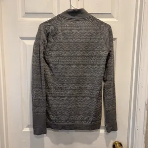 Lululemon Rest Less‎ 1/4 Zip Gray Jacquard Geometric Pullover Thumbholes Size 8 thumbnail 5