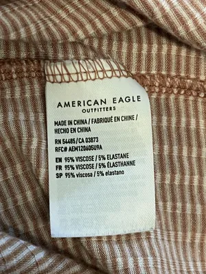 American Eagle Outfitters Shirt Womens Small Beige Stripe Button Front Cropped thumbnail 6