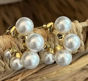 Anthropologie Lake Life Chunky Ascending Pearl Hoop Earrings thumbnail 8
