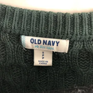 Old Navy Womens Sweater Chunky Cable Knit Cotton Blend Dark Green S thumbnail 3