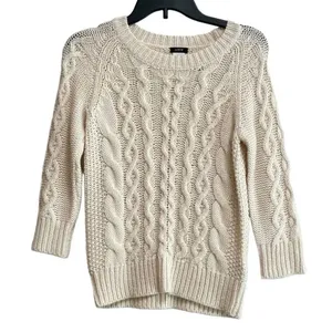 J. Crew Ivory Cable Knit Sweater XS thumbnail 1