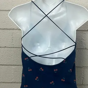 American Eagle Strappy-Go-Lucky cherry blue tank top size M thumbnail 9