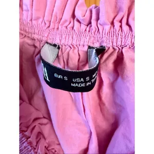 Zara Poplin Pink Off The Shoulder Puff Sleeve Crop Top Shirt Size Small (7136) thumbnail 2