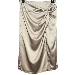Abercrombie 74- NWT Knotted Elevated Satin Midi Skirt sz XL GOLDEN TONE thumbnail 6
