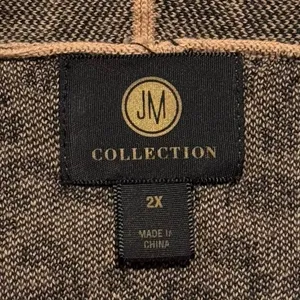JM Collection Cardigan Sweater Leopard Animal Boho Neutral Cozy Open Brown 2X thumbnail 3