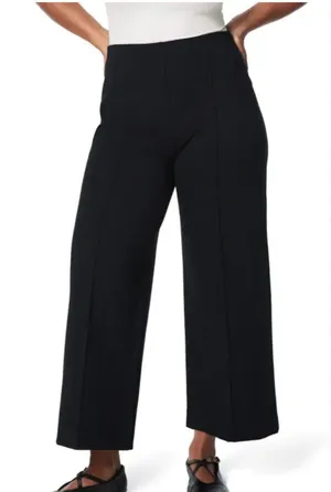 Spanx Petite The Perfect Fit Ponte Wide Leg High Rise Pants Black Size Small thumbnail 1