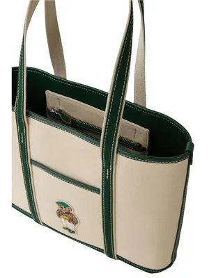 Polo Ralph Lauren Fall Bear Tote in Ecru & Juniper Womens Bag thumbnail 2
