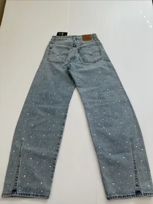 Levi's NWT Baggy Dad Barrel Jeans with Crystal Embellishment Dazzle Me, 25 x 32 thumbnail 4