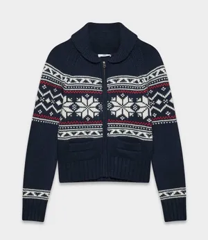 Aritzia TNA Echo Zip-Up knit sweater with a shawl collar wool size small NWT thumbnail 1