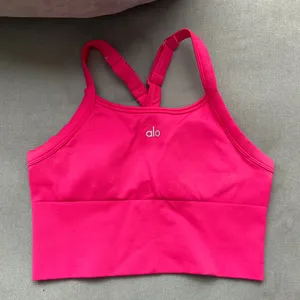 Alo Yoga Seamless Ribbed Favorite Bra Tank Pink Summer Crush S thumbnail 2